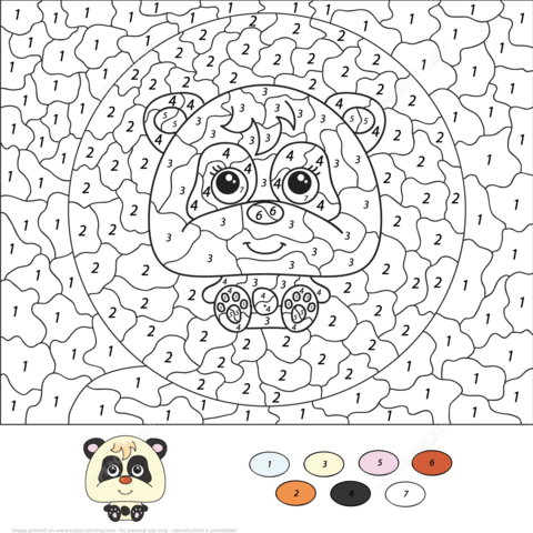 Cartoon Panda Color By Number Coloring Page